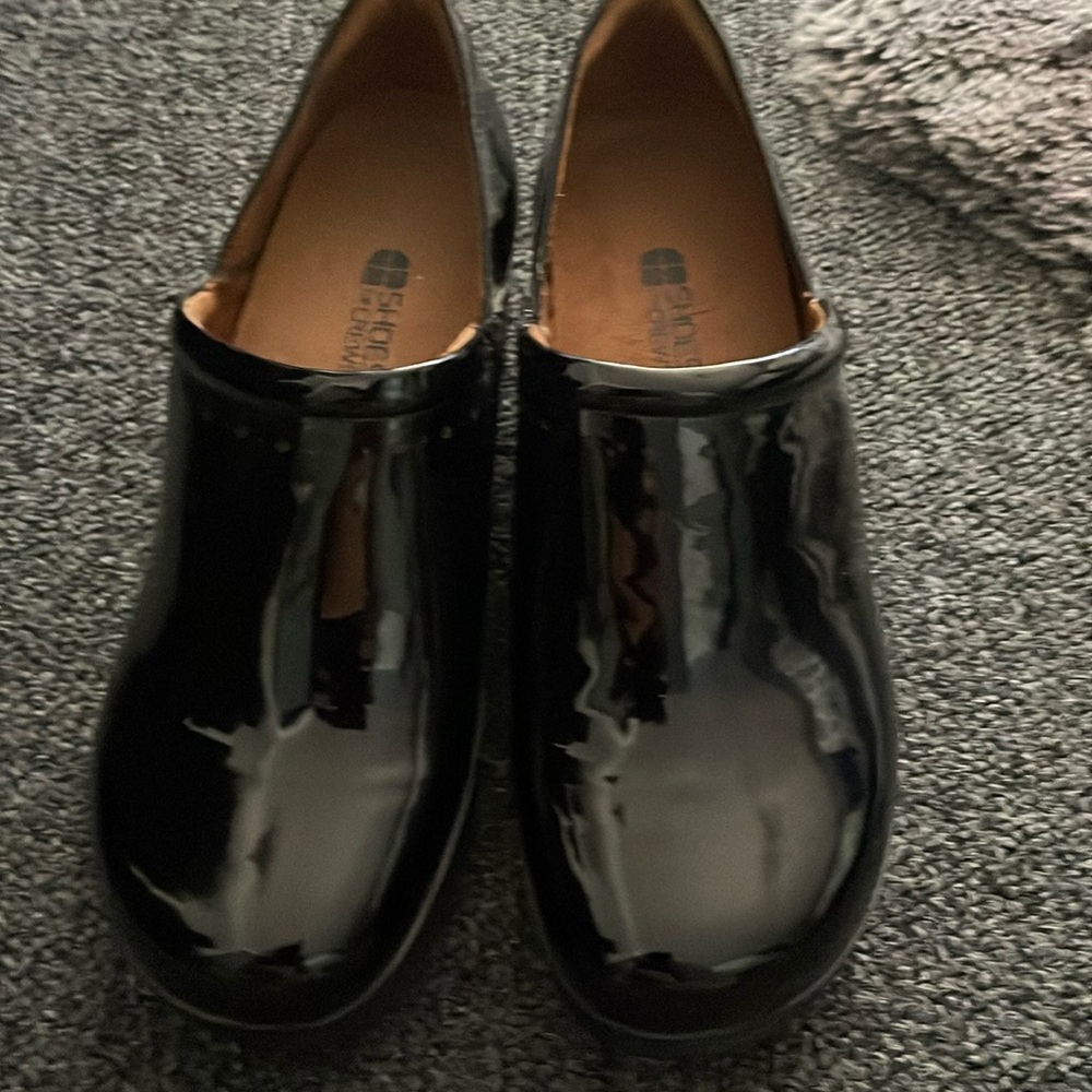 Black Patton, leather, nonslip, nurse or food service shoes